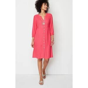 J Jill Pink Linen Button Front Plus Sz 3X Casual Comfort